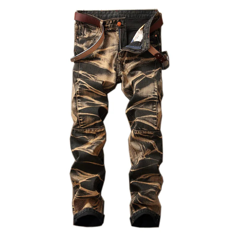 Fashionable New Men's Motorcycle Jeans Pleated Holes | SAMAG