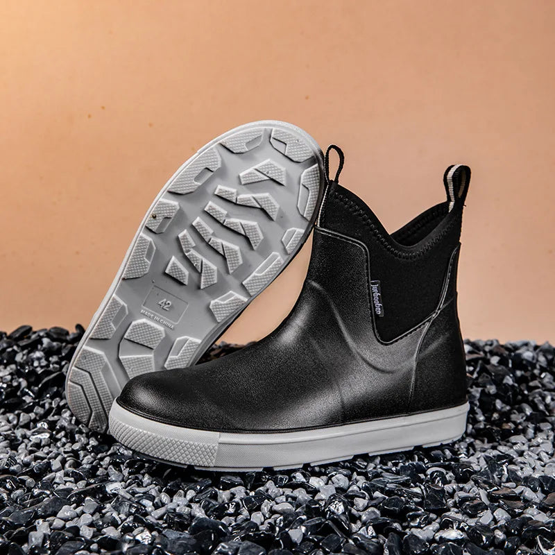 Versatile Casual Middle Tube Waterproof Shoes Men Fashion Hiking Shoes Anti-slip Wear-resistant Outdoors Rain Boots Fishing Boot