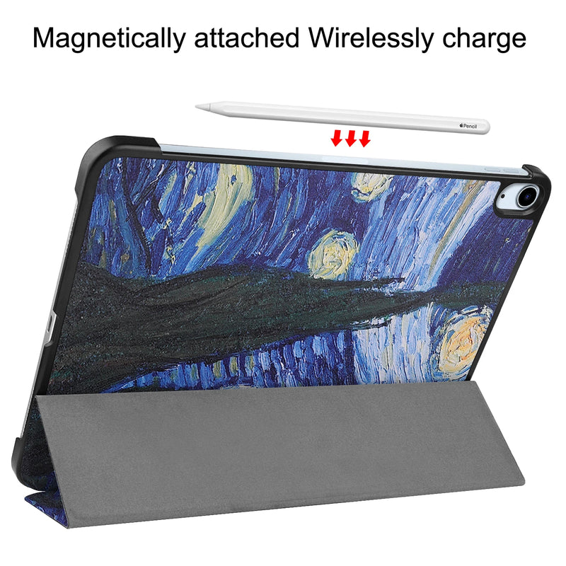 Tablets case  For Ipad air11 2024 11 inch Book Flip Cover with Stand Auto Wake Sleep  Three fold Caster hard shell