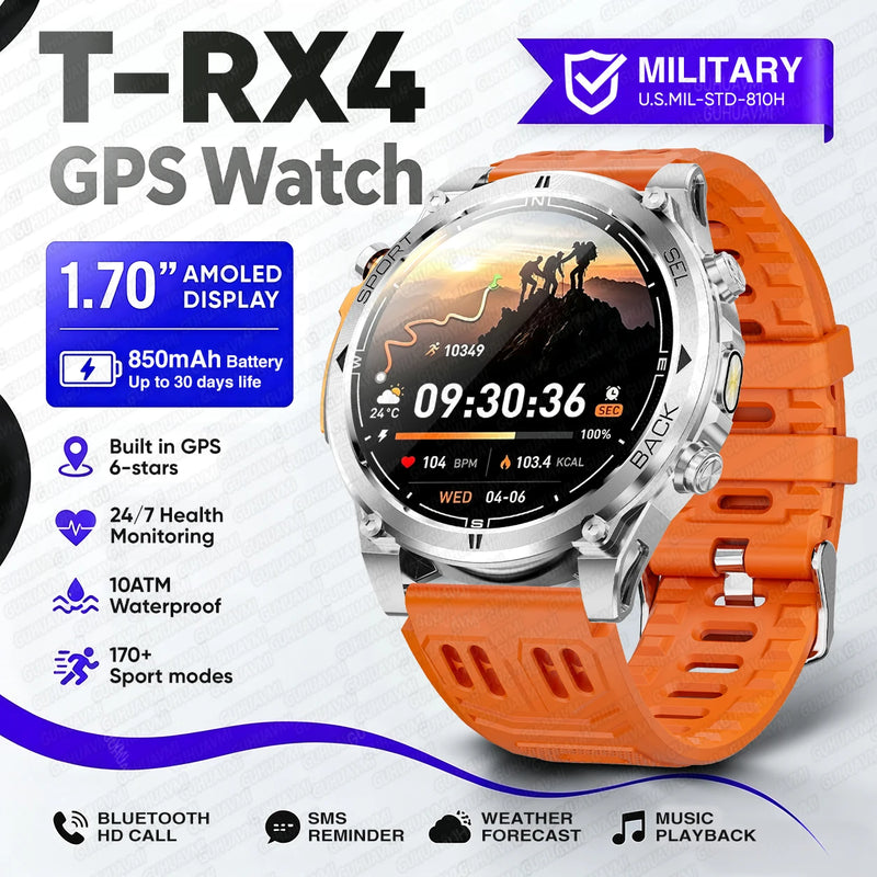 2026New T-RX4 Ultra GPS Smart Watch For Men 6-star GPS Positioning 10ATM Waterproof 850mAh Battery Compass 170+Sports Smartwatch
