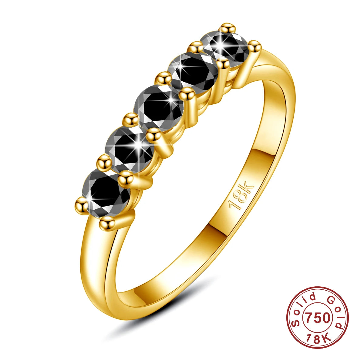 With Certificate Solid 18K Gold Moissanite Ring For Women or 925 Silver 5 Stone Half Eternity Band With Stamp Engagement Jewelry