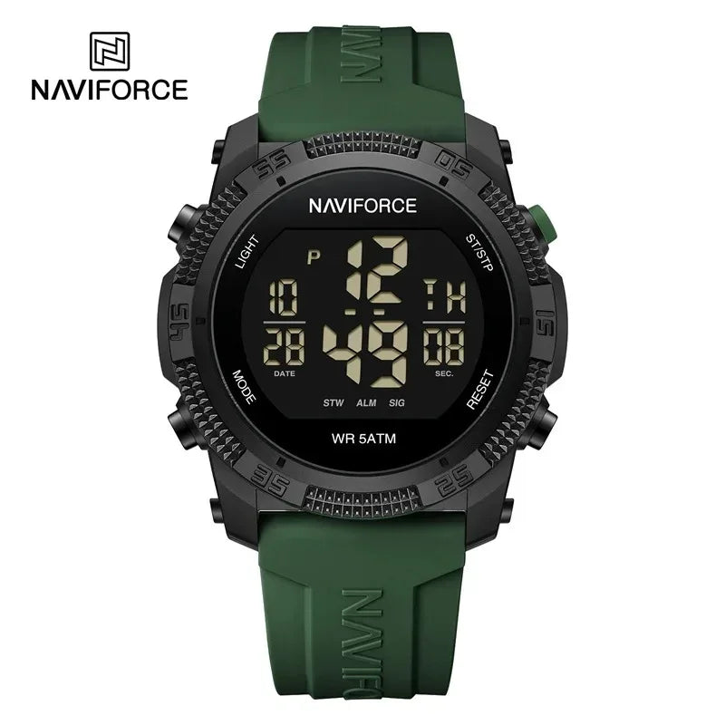 NAVIFORCE Watches For Men LCD Digital Fashion Casual Date and Week Alarm Display 3ATM Waterproof Silicone Strap Electronic Clock