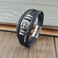 New Design Tree of Life Men's Leather Bracelet Stainless Steel Irregular Accessories Punk Bangles Charm Jewelry Gift | SAMAG