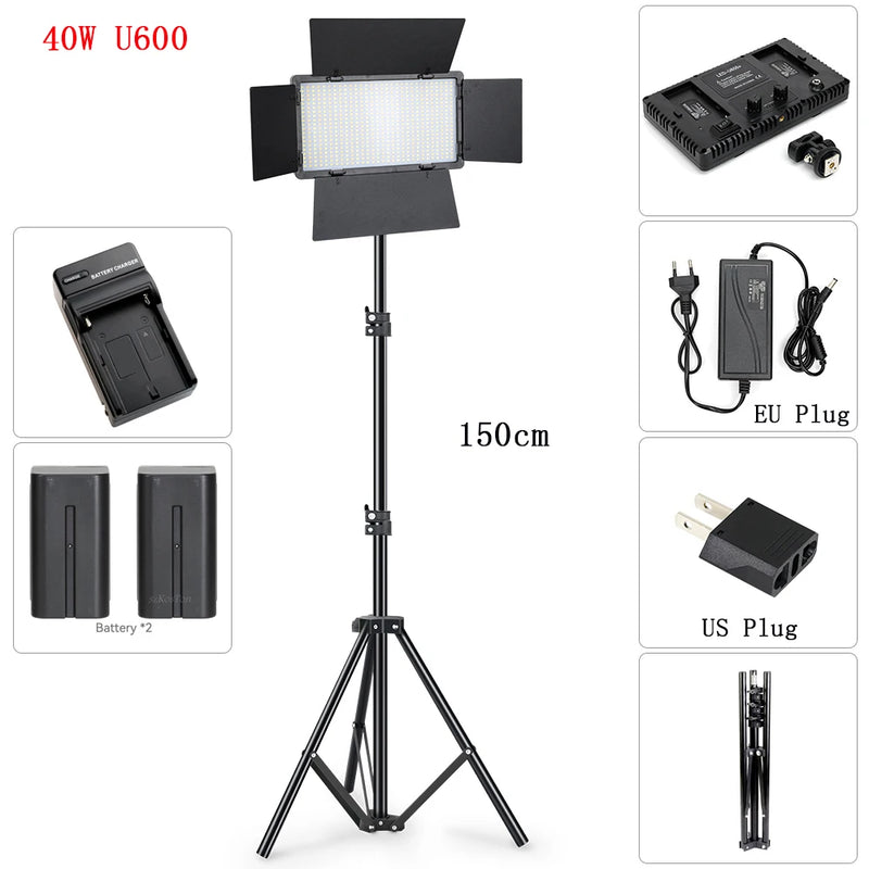 U800 U600 LED Photo Studio Video Light Recording Lighting Kit  Photography Panel Photographi Lamp For Youtube Game Live