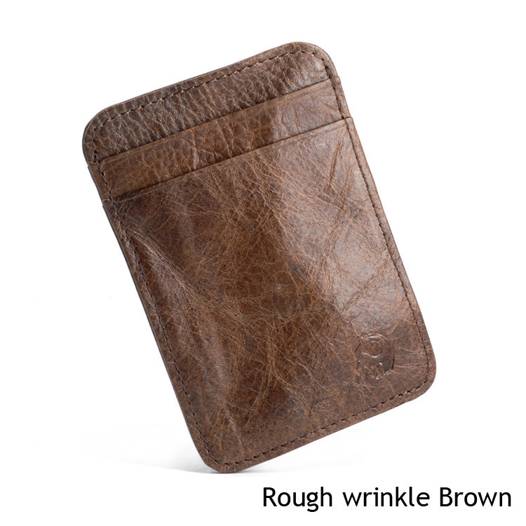 Fashion 100% Genuine Leather Thin Bank Credit Card Case Mini Card Wallet Men Bus Card Holder Cash Change Pack Business ID Pocket