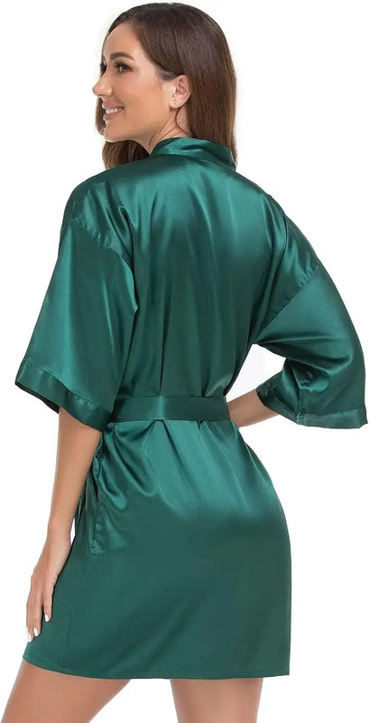 Women's Pure Short Silky Robes Bridesmaid Bride Party | SAMAG