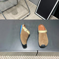 2026 New Arrival Women Mule Clogs Buckle Strap Spliced Leather Flat Backless Slip‑On Casual Slippers--wy87