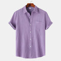 New 9 Color Men's Solid Striped Shirt Summer Fashion | SAMAG