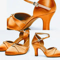 Latin Dance Shoes for Women Silk Diamond Modern National Standard Pumps Cha Cha Rumba High Heeled Professional Indoor Stilettos