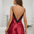 Solid color lace embellished women's pajamas sexy V-neck | SAMAG