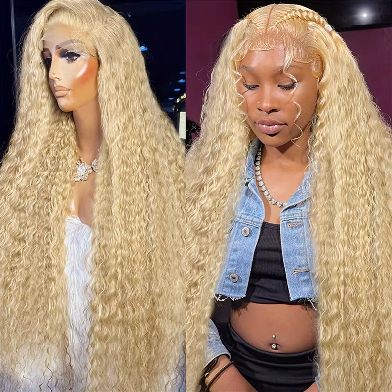 613 Blonde Lace Frontal Wig Deep Wave 13x4 13x6 HD Lace Human Hair Wig Pre Pluck Curly Lace Front Wigs Brazilian Human Hair