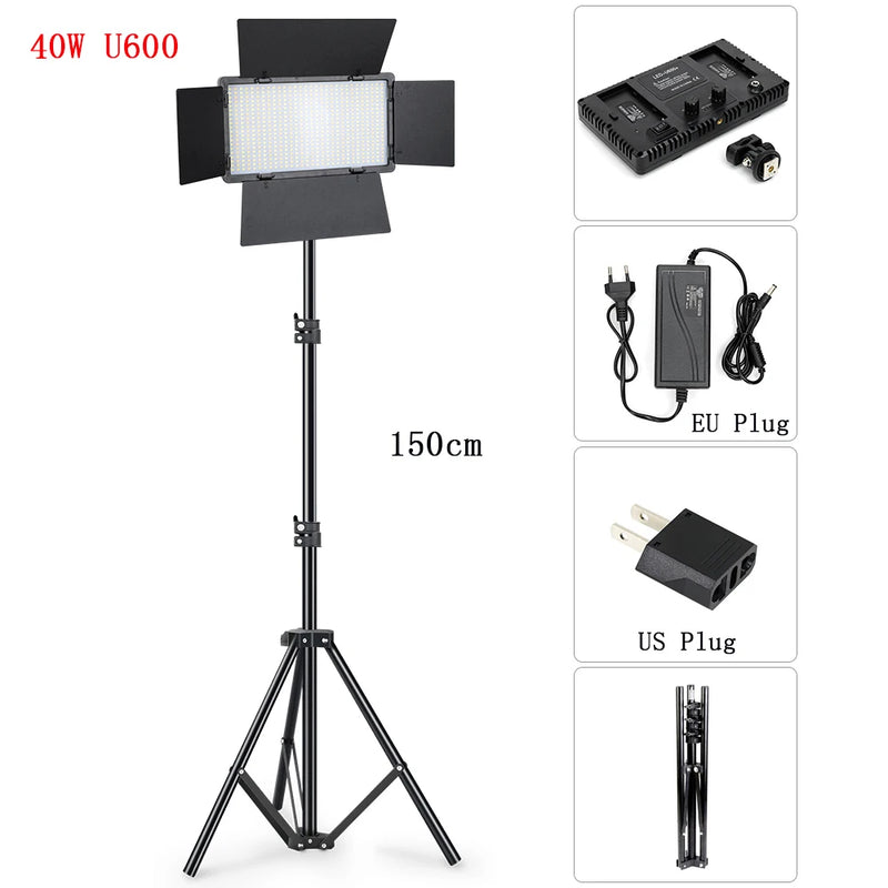 U800 U600 LED Photo Studio Video Light Recording Lighting Kit  Photography Panel Photographi Lamp For Youtube Game Live
