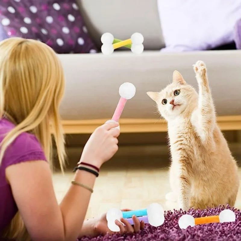 Giant Qtip Cat Toy Soft Plush Catnip Kicker Interactive Kick Stick for Kitten Cats Pet Play Toy Self Play Hunting for Kittens