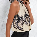 Women's Vest Tank Top Spring Summer Beige Black Paisley Lace Print Halter Neck Sleeveless Loose Basic Casual Daily Fashion Top