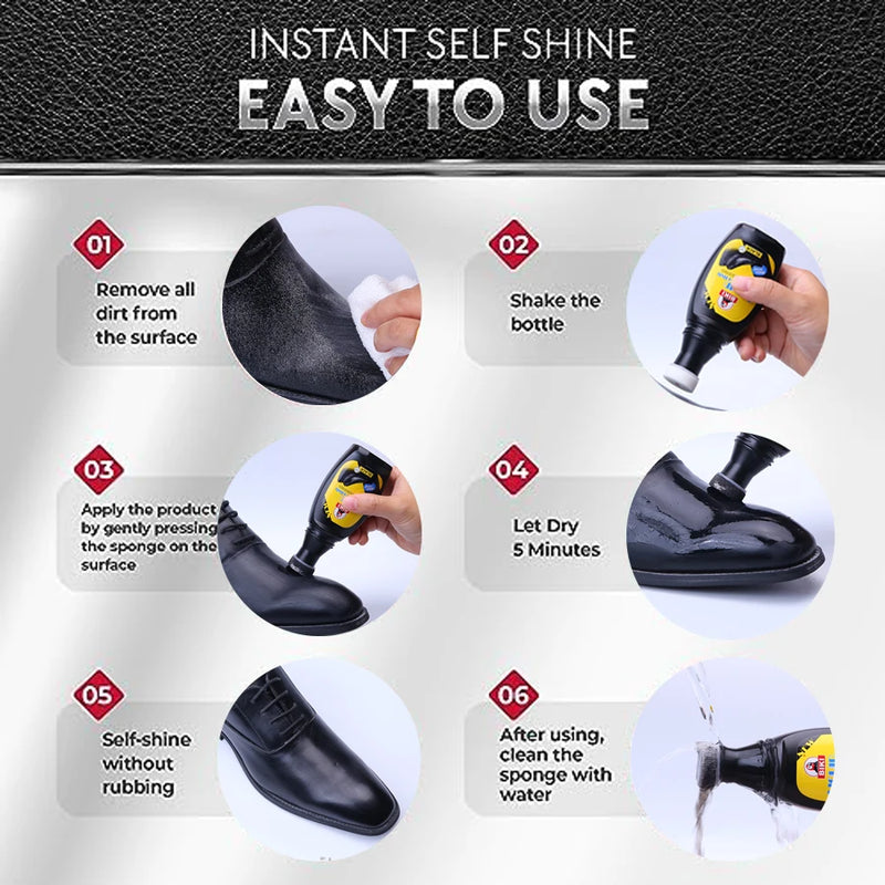 Liquid Shoe Polish, Built-in Sponge Leather Shoe Polisher, Three Color Instant Shoe Polish, Suitable for Formal Shoes, Boots, Sh