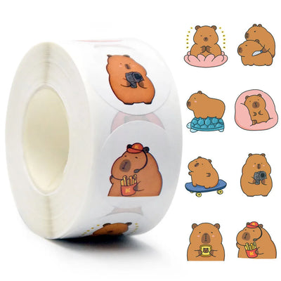 500 Sheets/Roll Cute Cartoon Kapibara Capybara Coiled | SAMAG