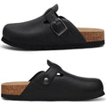 Crestar Women's Vegan Leather Clogs Summer Slip-on Cork Footbed Mules Slippers With Arch Support Unisex Cozy Casual Potato Shoes