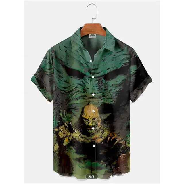 Summer Men's Hawaiian Shirt Movie Figures Horror Vintage | SAMAG