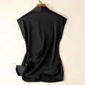 Coffee Silk Rayon V - Neck Pullover Sleeveless Casual Chic - View 2 | SAMAG