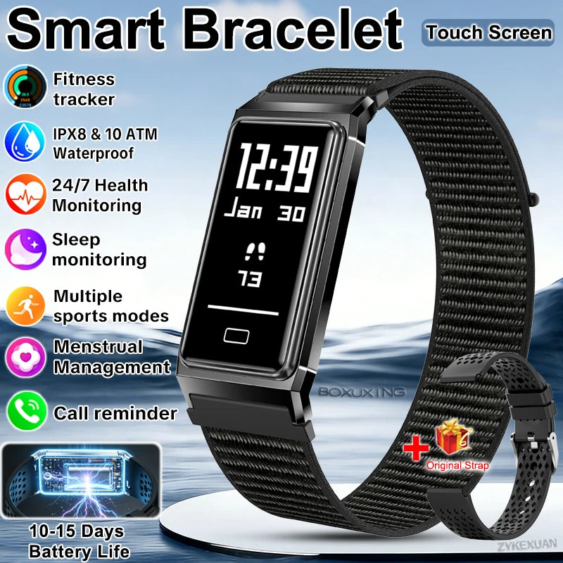 2026 New Smart Bracelet Men Women Sleep Health Monitor Sports Fitness Tracker 10ATM Waterproof 15 Days Battery Life Smartwatches