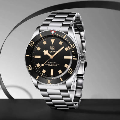 Men Watches Retro Black Mechanical Automatic luxury watch for Waterproof Luminous Stainless steel wristwatch | SAMAG
