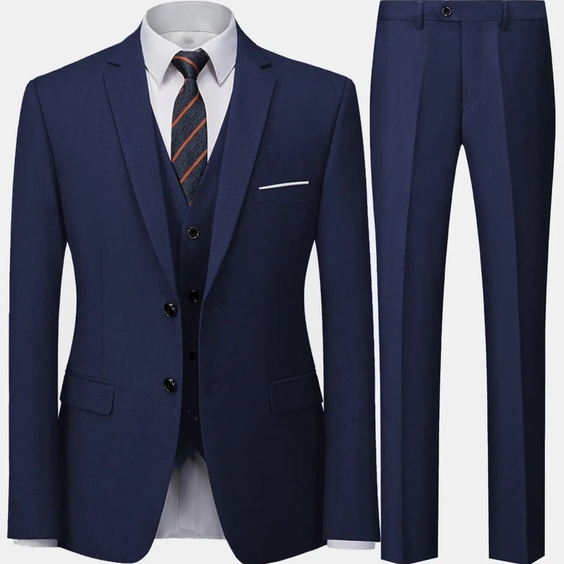 Men's Burgundy 2-Piece Suit Set (Blazer + Trousers Only, No Vest Included),Slim Fit Formal Business Wedding Party Jacket & Pants