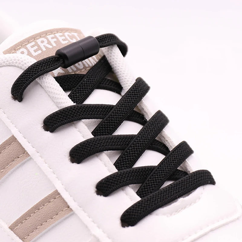 New 1Pair/3Pair Metal Lock Shoe Laces for Sneakers Elastic Stretch No Tie Shoelaces Casual Shoes Running Shoes