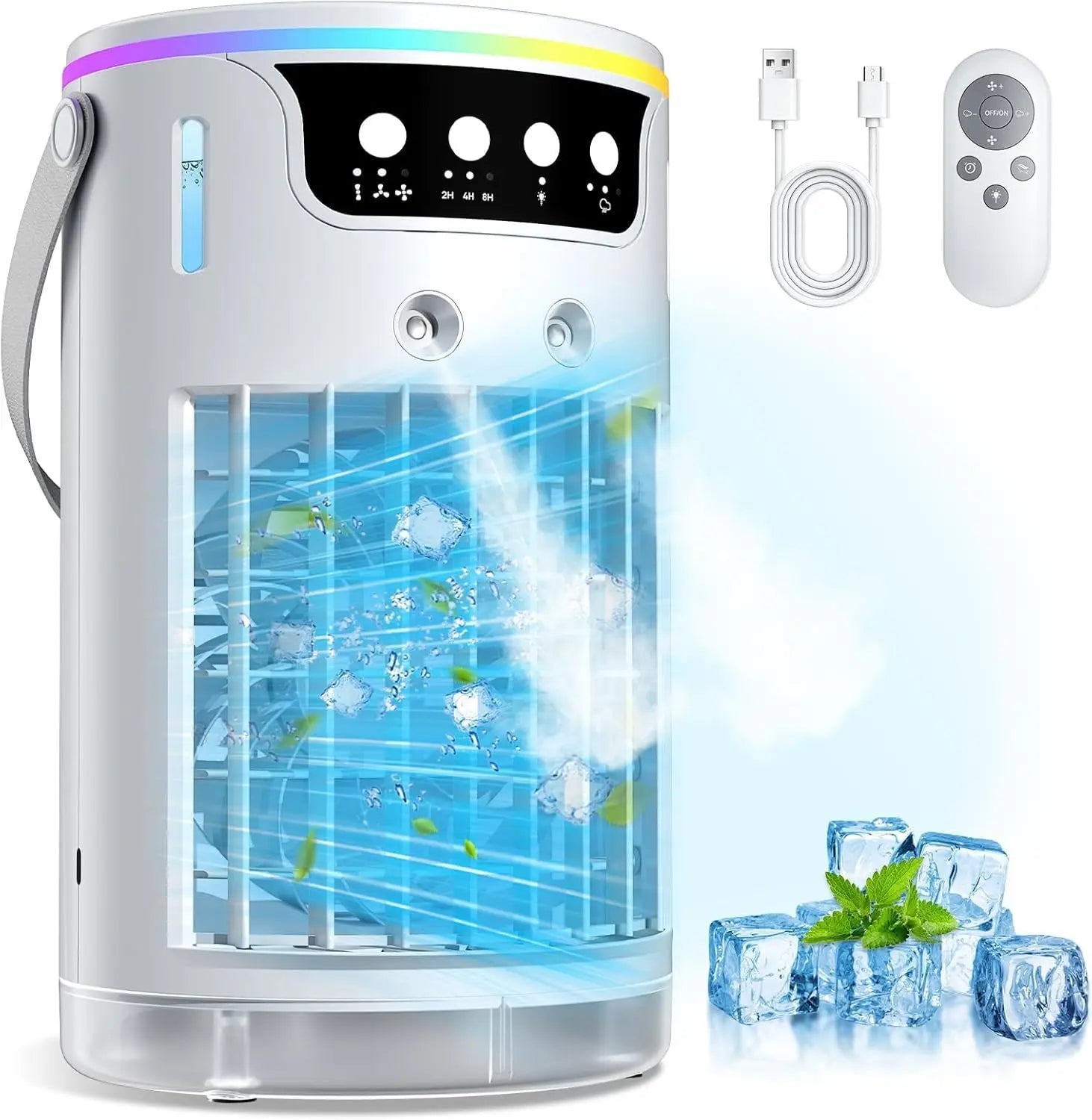 Portable Air Conditioners, Personal Evaporative Air Cooler 1200ML with Ice Cooling Mist Fans That Blow Cold Air Like AC(White)