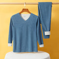 New Cashmere Silk Thermal Underwear Set Men's Non-marking Double-Sided Brushed Wool De Velvet Fall Coat and Pants Homewear