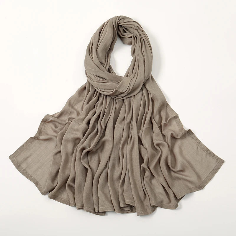2024 Muslim Modal Rayon Cotton Hijab Shawls For Women Plain Scarf Big Size Headscarf Islamic Turban Headband 190*85cm