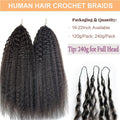 Kinky Straight Miracle Knots Human Crochet Hair 26 28 30 Inches 300g/5Pack Invisible Pre-Separated Feather Crochet Human Hair Extensions For Black Women Natural Black