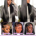 300 High Density Hd 13x4 13x6 Bone Straight Human Hair Lace Front Wigs Pre Plucked Baby Hair Brazilian 40 46 Inch 360 Full Lace Frontal Wigs For Black Women 100% Real Human Hair Natural Black Color