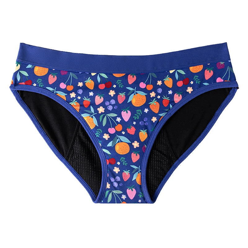 Teens Period Panties Printed Floral Fabric Girls Cotton Underwear 4-Layer Leakproof Heavy Flow Menstrual Panties Briefs