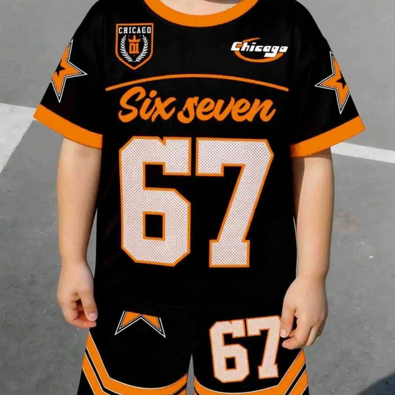 Boys' Outfit Number 67 Mosaic Print T - Shirt Shorts Suit - View 2 | SAMAG
