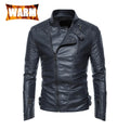 Men's Leather Jackets Casual Fashion Motorcycle Coat O-Neck PU Jacket Autumn Anti-wind Leather Coat Slim Fit Faux Leather Jacket