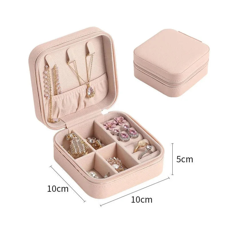 Double-layer Jewlery Box Ring Box Jewelry Boxes with Locks, PU Leather Jewelry Storage Organizer and Makeup Case