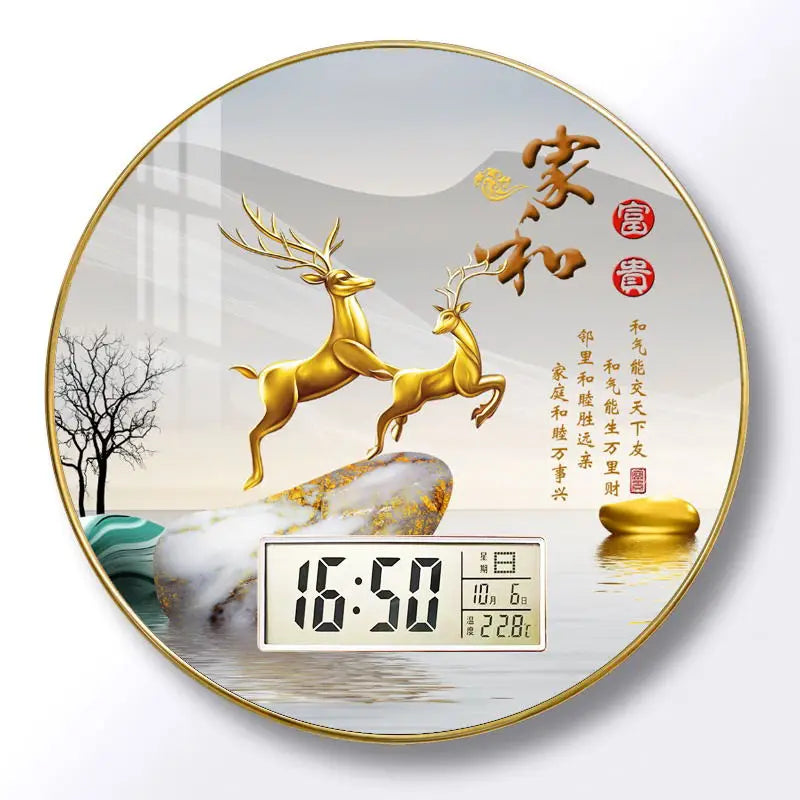 Modern wall clock for living room, home use, creative, silent, drill-free wall-mounted decorative painting electronic clock