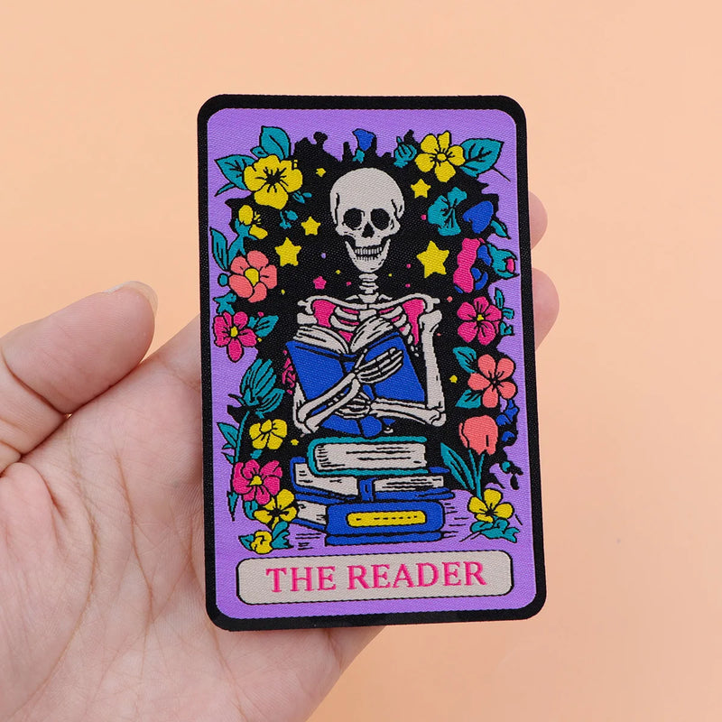 Skeleton Tarot Iron On Patch Clothes Patch For Clothing ADHD Embroidered Patch Garment Apparel Accessories Sewing Stickers