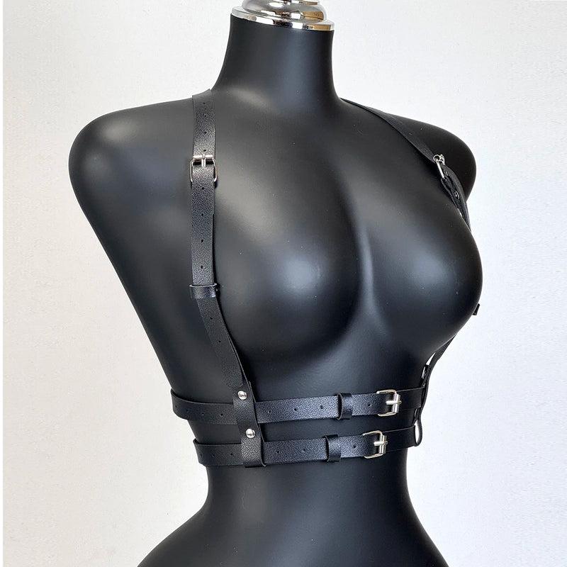 Fashion PU Leather Waist Belt For Women Punk Gothic Chest Harness Harajuku Suspenders Clothing Accessories - Visuel 3 | SAMAG