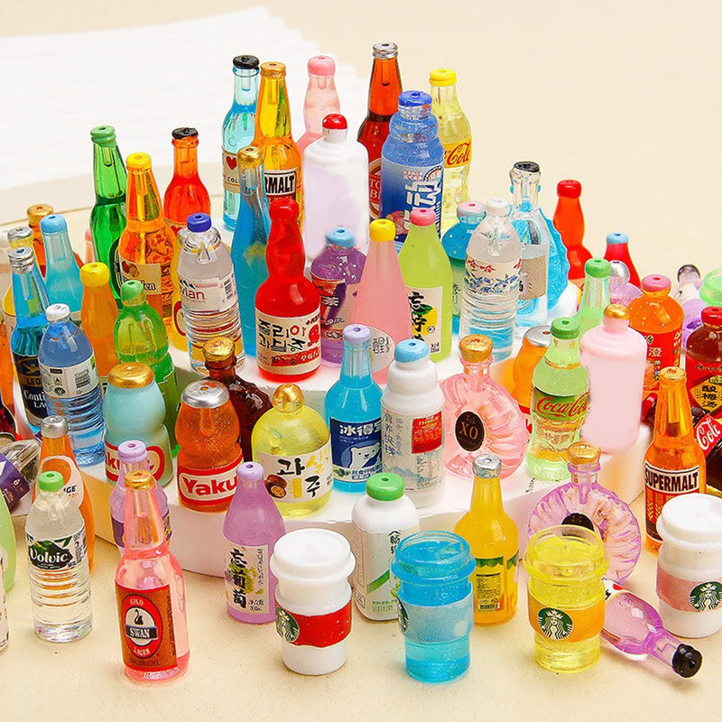 10PCS Miniature Resin Drink Bottles Set, Mixed Random Mini Wine Bottles for Phone Case/DIY Doll House Micro Landscape Decoration