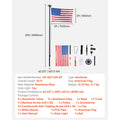 VEVOR 16/20/25/30ft Flag Pole for Outside House In Ground Thick Aluminum Flagpole Kit with 3x5American Flag for Yard Residential