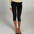 Women's Y2K Low Waist White Capri Leggings Fold Over Waistband Split Hem Solid Color Slim Fit Stretchy Cropped Leggings Buttery