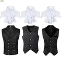 Men Steampunk Renaissance Cosplay Medieval Gothic Waistcoat Vest Vintage Vicotiran Jacquard Swallow Top Noble Fiveshell Costume