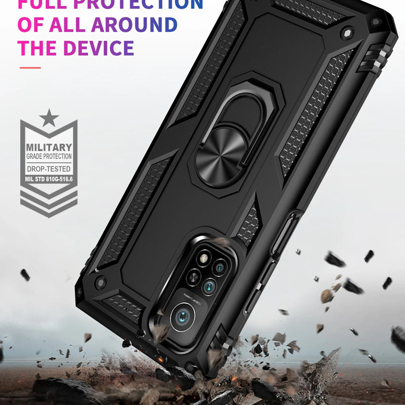 For Xiaomi Mi 10T Mi10T Lite Luxury Armor Shockproof Phone Cases for Mi 11T 12T 13 Pro Car Magnetic Ring Silicone Bumper Case