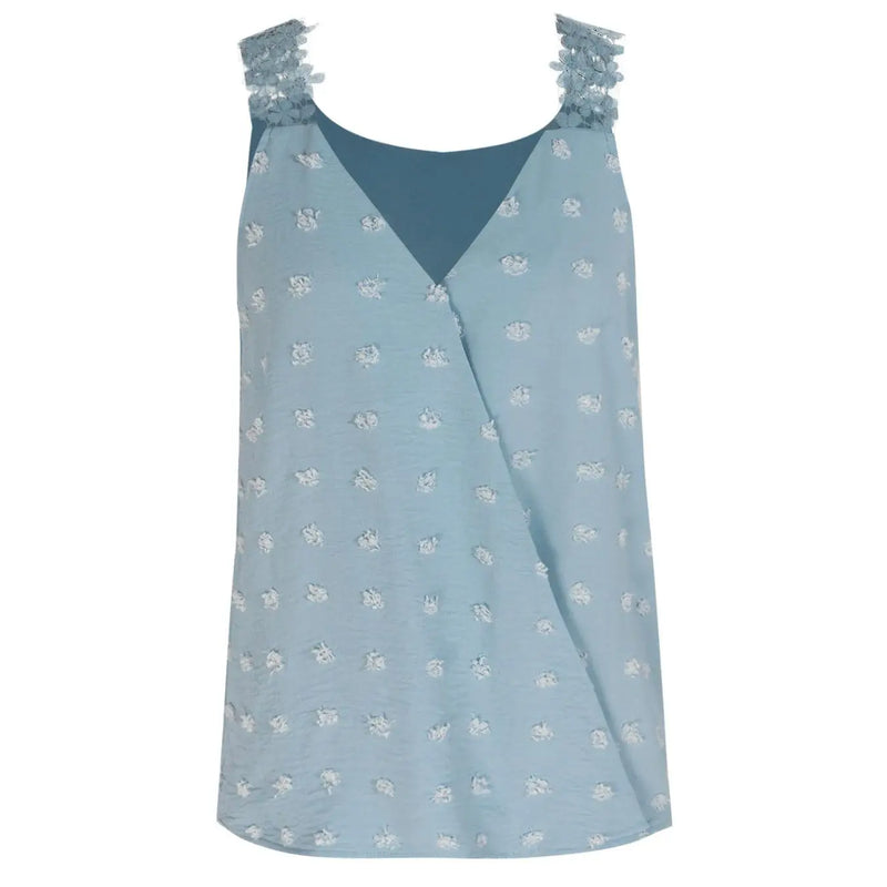 Women's V Neck Swiss Dot Camisole Tank Top Lace Trim Loose Top Casual Tank Top Spring Summer Chic Tank Top Daily Lightweight Top