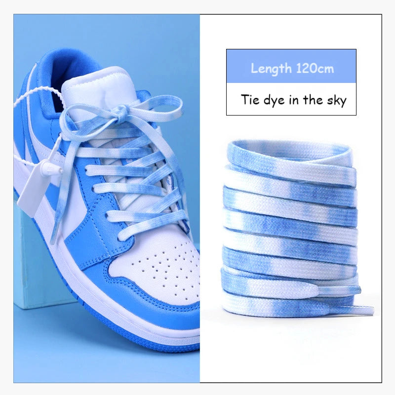 1 Pair Cotton Shoelaces Trend Tie Dye Shoe Laces Personality Men and Women Casual Shoes Universal Flat Shoelaces 120/140/160cm