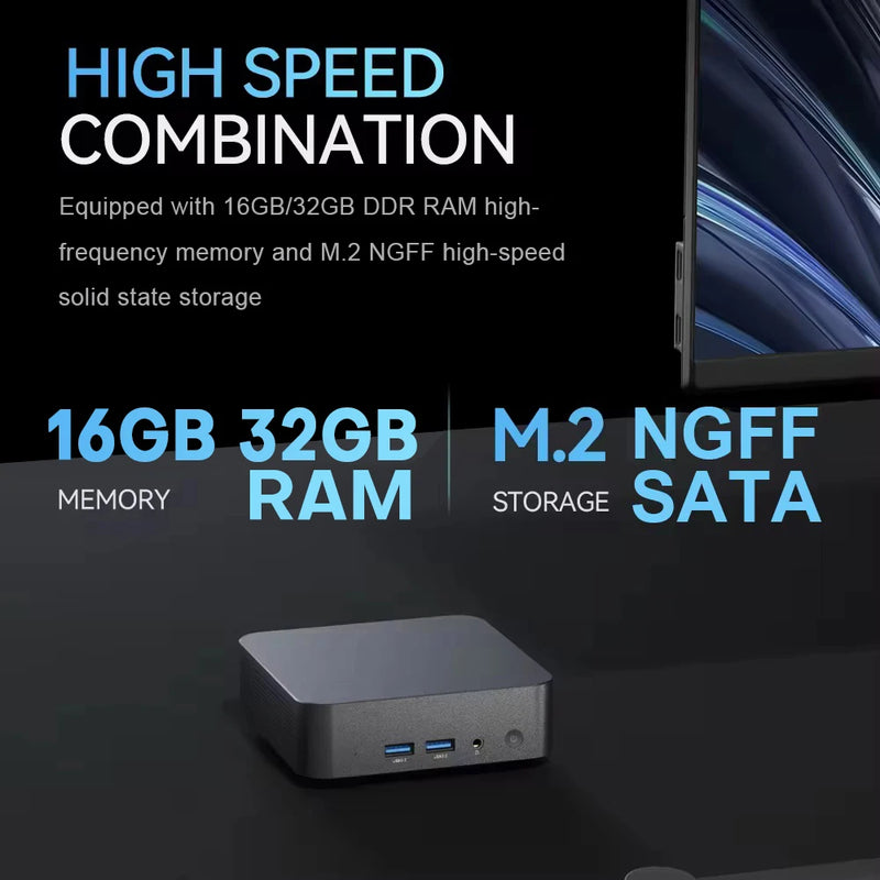 Mini PC Gamer Intel i9 10980HK/N150 Windows 11 Mini Computer 16/32GB RAM 1TB M.2 SSD 1000M Ethernet Portable Gaming PC Desktop