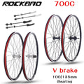 700C Road Bike Wheelset Parts V Brake 32H  100X135mm Double Layer Aluminum Alloy 2Bearing Hub Bicycle Wheel ROCKBAO