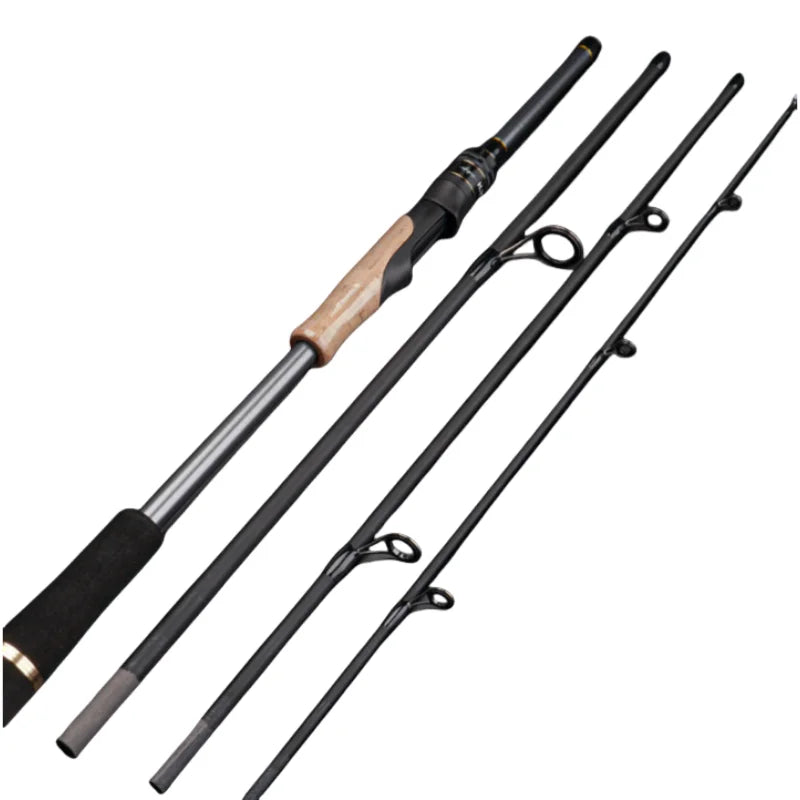 Ultra-Short Portable Travel Fishing Rod 1.98m/2.1m 4 Section 100% High Carbon Lure Rod 4-25g Power Spinning/Casting