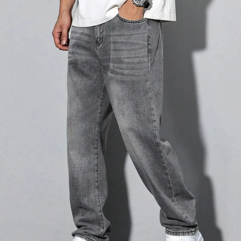 Men's straight skinny grey jeans, and simple design | SAMAG